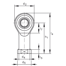 杆端轴承 GIKSL20-PS, 根据 DIN ISO 12 240-4 标准，特种钢材料，带左旋内螺纹，免维护