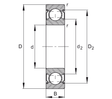 深沟球轴承 6002-C-2Z, 修正的内部结构（C 代），根据 DIN 625-1 标准的主要尺寸，两侧间隙密封