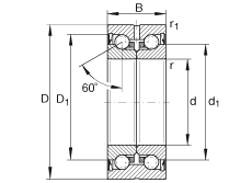 推力角接触球轴承 ZKLN0624-2RS-PE, 增加公差，双向，两侧唇密封