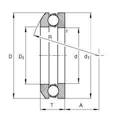 推力深沟球轴承 53316, 根据 DIN 711/ISO 104 标准的主要尺寸，单向，带球面轴承座圈，可分离