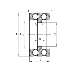 推力深沟球轴承 52311, 根据 DIN 711/ISO 104 标准的主要尺寸，双向，可分离