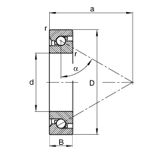 推力角接触球轴承 BSB025062-T, 单向，接触角 α = 60°，限制公差