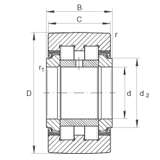 支撑型滚轮 PWTR45-2RS, 满装滚子，轴向引导，两侧唇密封