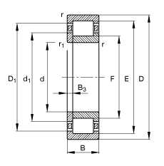 圆柱滚子轴承 NUP220-E-TVP2, 根据 DIN 5412-1 标准的主要尺寸, 定位轴承, 可分离, 带保持架