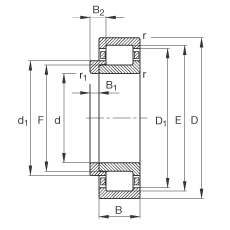 圆柱滚子轴承 NJ211-E-TVP2 + HJ211E, 根据 DIN 5412-1 标准的主要尺寸, 带 L 型圈，定位轴承, 可分离, 带保持架