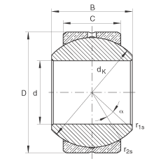 关节轴承 GE30-PB, 根据 DIN ISO 12 240-1 标准，尺寸系列 K，需维护