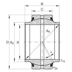 关节轴承 GE70-HO-2RS, 根据 DIN ISO 12 240-1 标准, 需维护，两侧唇密封