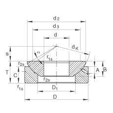 推力关节轴承 GE160-AX, 根据 DIN ISO 12 240-3 标准，需维护