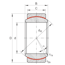 关节轴承 GE25-UK, 根据 DIN ISO 12 240-1 标准，免维护