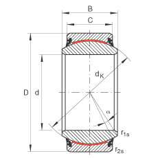 关节轴承 GE60-UK-2RS, 根据 DIN ISO 12 240-1 标准, 免维护，两侧唇密封