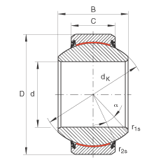 关节轴承 GE35-FW-2RS, 根据 DIN ISO 12 240-1 标准, 免维护，两侧唇密封