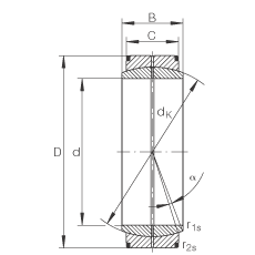 关节轴承 GE670-DO, 根据 DIN ISO 12 240-1 标准，需维护