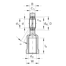 杆端轴承 GIL70-DO-2RS, 根据 DIN ISO 12 240-4 标准，带左旋内螺纹，需维护，两侧唇密封