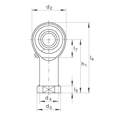 杆端轴承 GIKL22-PB, 根据 DIN ISO 12 240-4 标准，带左旋内螺纹，需维护