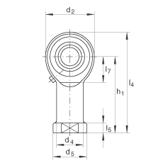 杆端轴承 GIKL10-PB, 根据 DIN ISO 12 240-4 标准，带左旋内螺纹，需维护