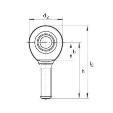 杆端轴承 GAL20-UK, 根据 DIN ISO 12 240-4 标准，带左旋外螺纹，需维护