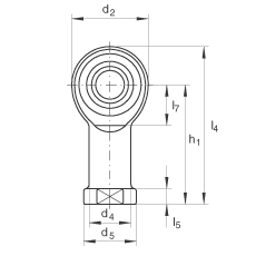 杆端轴承 GIKR10-PW, 根据 DIN ISO 12 240-4 标准，带右旋内螺纹，需维护