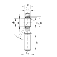 杆端轴承 GAL6-DO, 根据 DIN ISO 12 240-4 标准，带左旋外螺纹，需维护