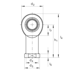 杆端轴承 GIR30-UK, 根据 DIN ISO 12 240-4 标准，带右旋内螺纹，免维护