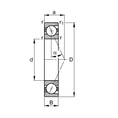 主轴轴承 B7002-E-T-P4S, 调节，成对或单元安装，接触角 α = 25°，限制公差