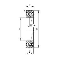 主轴轴承 HSS7016-C-T-P4S, 调节，成对安装，接触角 α = 15°，两侧唇密封，非接触，加严公差