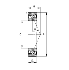 主轴轴承 HSS71903-E-T-P4S, 调节，成对安装，接触角 α = 25°，两侧唇密封，非接触，限制公差