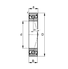 主轴轴承 HCS7028-C-T-P4S, 调节，成对安装，接触角 α = 15°，两侧唇密封，非接触，限制公差