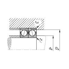 主轴轴承 B7208-C-T-P4S, 调节，成对安装，接触角 α = 15°，限制公差