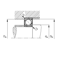 角接触球轴承 7006-B-2RS-TVP, 接触角 α = 40°, 两侧唇密封