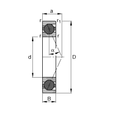 主轴轴承 HCB7028-E-T-P4S, 调节，成对或单元安装，接触角 α = 25°，陶瓷球，限制公差