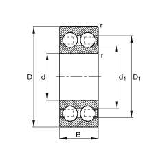 深沟球轴承 4204-B-TVH, 根据 DIN 625-3 标准的主要尺寸，双列