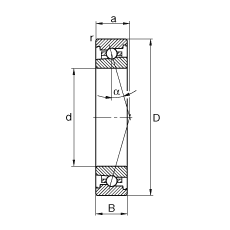 主轴轴承 HS71902-C-T-P4S, 调节，成对安装，接触角 α = 15°，限制公差