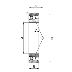 主轴轴承 HS7007-E-T-P4S, 调节，成对或单元安装，接触角 α = 25°，限制公差
