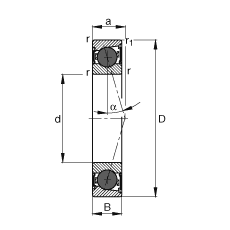 主轴轴承 HCB71905-C-2RSD-T-P4S, 调节，成对或单元安装，接触角 α = 15°，陶瓷球，两侧唇密封，非接触，限制公差