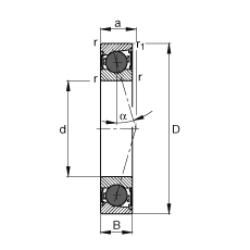 主轴轴承 HCB7213-C-2RSD-T-P4S, 调节，成对或单元安装，接触角 α = 15°，陶瓷球，两侧唇密封，非接触，限制公差