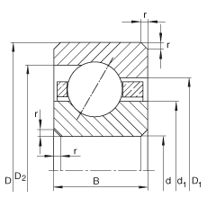 薄截面轴承 CSEF055, 角接触球轴承，类型E，运行温度 -54°C 到 +120°C