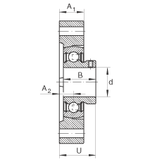 轴承座单元 FLCTEY20, 带两个螺栓孔的法兰的轴承座单元，铸铁， 内圈带平头螺钉， P 型密封，无再润滑结构
