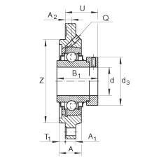 轴承座单元 RFE60, 带四个螺栓孔的法兰的轴承座单元，定心凸出物，铸铁，偏心锁圈，R 型密封