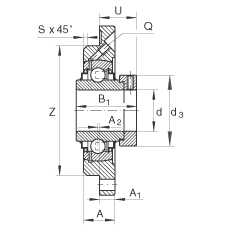 轴承座单元 RME30-N, 带四个螺栓孔的法兰的轴承座单元，定心凸出物，铸铁，偏心锁圈，R 型密封