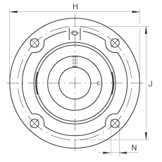轴承座单元 TFE50-N, 带四个螺栓孔的法兰的轴承座单元，定心凸出物，铸铁，偏心锁圈，T 型密封