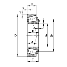 圆锥滚子轴承 32248-A, 根据 DIN ISO 355 / DIN 720 标准的主要尺寸，可分离，调节或成对