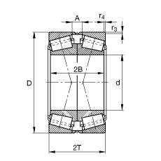 圆锥滚子轴承 32972-N11CA, 根据 DIN ISO 355 / DIN 720 标准的主要尺寸，可分离，X型成对布置，有轴向内部游隙