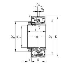 调心滚子轴承 23240-B-K-MB + H2340, 根据 DIN 635-2 标准的主要尺寸, 带锥孔和紧定套