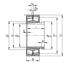 调心滚子轴承 22313-E1-K + AH2313G, 根据 DIN 635-2 标准的主要尺寸, 带锥孔和退卸套