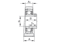 直立式轴承座单元 PASEY5/8, 铸铁轴承座，外球面球轴承，根据 ABMA 15 - 1991, ABMA 14 - 1991, ISO3228 内圈带有平头螺栓，P型密封，英制