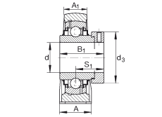 直立式轴承座单元 RASE1-1/4-206, 铸铁轴承座，外球面球轴承，根据 ABMA 15 - 1991, ABMA 14 - 1991, ISO3228 带有偏心紧定环，R型密封，英制